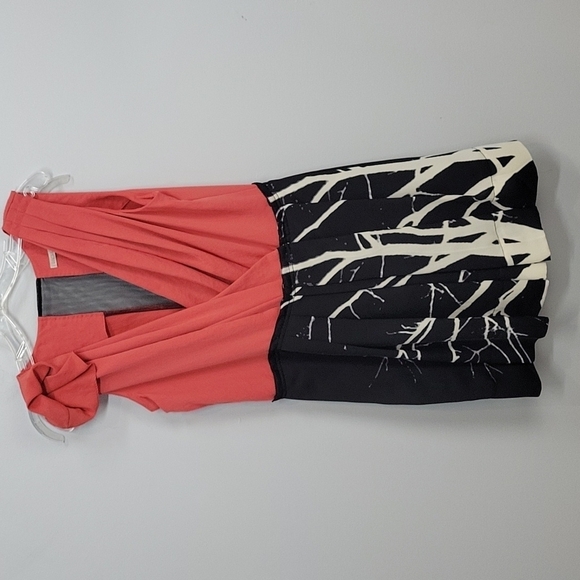 Rachel Roy True Wrap Dress Orange Black White Tree 10 / cocktail